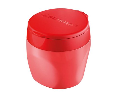 The Stabilo Sharpening Box is designed specifically for the Stabilo MARKdry and WOODY Pencils. Featuring a replaceable sharpener blade which is built into a handy flip-top tub for mess-free sharpening. Safe to use, the sharpener has a safety guard to prevent harm when sharpening. Supplied in red.