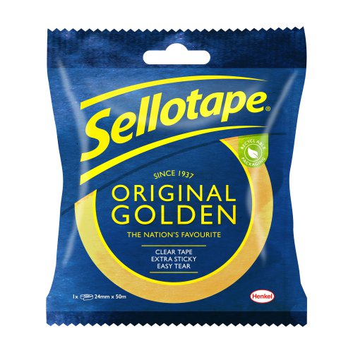 Sellotape Original Golden Tape Easy Tear Extra Sticky 24mm x 50m (Roll) - 2928287