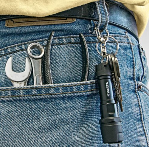Built to survive, the Varta Indestructible Key Chain LED torch captivates with its robust and durable construction combined with a compact size. A high performance LED ensures reliable long-lasting luminosity, the torch easily survives falls from a height of up to 9m. With a beam range of up to 10m and two light levels the torch is perfect for DIY, home projects, camping, hiking or crafting. Ideal for applications such as workshops, garages, caravans, boats, cars, shed, garden or construction site, as well as outdoor activities, emergencies and power failures.