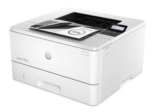 HP LaserJet Pro 4002dw Printer, black and white. Printer for small medium businesses. Print, two-sided printing; Fast first page out speeds; Compact Size; Energy Efficient; Strong Security; Dual band Wi-Fi: Maximum productivity. Seamless management. Get blazing fast printing speeds and easy management tools with LaserJet Pro. Dynamic security enabled printer Certain HP printers are intended to work only with cartridges that have a new or reused HP chip or electronic circuitry. These printers use dynamic security measures to block cartridges using a non-HP chip or electronic circuitry. Periodic firmware updates will maintain the effectiveness of these measures and block cartridges that previously worked. Reused HP chips and electronic circuitry enable the use of reused, remanufactured, and refilled cartridges. 256M memory. Mobile printing capability; HP Smart App, Apple AirPrint, Mopria Certified and Wi-Fi Direct printing. Controlled via 2 line back lit LCD graphic display. Connectivity via: 1 Hi-Speed USB 2.0, 1 host USB (rear), Gigabit Ethernet 10/100/1000BASE-T network, Wi-Fi radio and Bluetooth. Two paper input trays. Ideal for offices with teams of up to 10 users (4,000 pages/month).