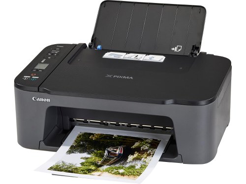 The PIXMA TS3550i is a compact and easy-to-use colour printer, copier, and scanner ideal for home use or small office. Simple to set up, with wireless connection at the touch of a button. Control it remotely with the latest technology: you can copy, scan or print from smartphone and tablet using the Canon PRINT app, or print app-free with AirPrint (iOS) and Mopria (Android). Access Point Mode allows you to connect your device directly to the printer without the need for an internet connection or router. Features a print speed of up to 7.7 ipm (mono) and 4.0 ipm (colour) with a 4800 x 1200 dpi print resolution. A copy speed of approx. 27 sec (sFCOT), copy zoom 25 - 400%, and up to 20 multiple copes (max). The CIS flatbed photo and document scanner provides a resolution of up to 600 x 1200 dpi. Can scan documents up to 216 x 297mm. With a scanning depth (input/output) colour RGB each 16bit/8bit and Greyscale: 16bit/8bit. Connectivity interface: Hi-Speed USB (B Port), Wi-Fi IEEE802.11 b/g/n, Wi-Fi Security: WPA-PSK, WPA2-PSK, WEP, Wireless LAN Frequency Band: 2.4GHz. Print applications and methods: Canon PRINT Inkjet/SELPHY app, Easy-PhotoPrint Editor, PIXMA Cloud Link, Canon Print Service Plugin (Android), Apple AirPrint, Access Point Mode, WLAN PictBridge, Mopria (Android). A rear feed paper tray, with capacity for 60 sheets (A4). With an Auto on/off power saving feature. Keep your documents crisp and images bright with FINE cartridges, and get creative with the Easy-PhotoPrint Editor app and Canon Creative Park. This 3-in-one inkjet printer is an ideal first printer, with essential features at an affordable price and is compatible with the PIXMA Print Plan, a monthly subscription for inks based on pages printed. Controlled via a 3.8cm mono LCD screen. Supplied with in-box FINE ink cartridges.