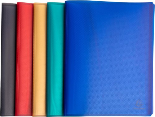 Incorporating the distinctive grainy textured feel of the Opak range, this selection of Blue Angel accredited Exacompta display books offer a sustainable choice. Made from recycled post-consumer Polypropylene, the durable 0.4mm cover is both acid-free and titanium dioxide-free and does not include any ink transfer. Supplied in five assorted colours, the internal pockets benefit from good transparency and allow for easy insertion of documents.