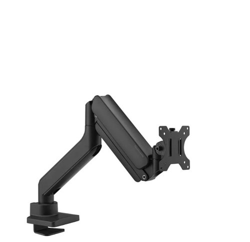NEO44165 | This desk mount with full motion for curved ultra-wide screens up to 49 inches. The mount features a strengthened head specifically designed for curved ultra-wide screens and to support a higher maximum weight up to 18kg (curved 14kg). The versatile tilt (90), rotate (360) and swivel (180) technology allows the mount to change to any viewing angle to fully benefit from the capabilities of the screen. Additionally, the mount has gas spring height adjustment (261-550mm) and depth adjustment (54-497mm), to create the perfect working position. Features the 180 stop mechanism, that allows you to safely adjust the mount even when it's placed close to a wall or separation panel without making contact with the wall. The smart cable management system ensures orderly routing of the cables. Suitable for screens that meet VESA hole pattern 75x75 or 100x100mm. For non-standard hole patterns, Neomounts has various VESA optional adapter plates available. The desk mount is equipped with an Quick-release VESA system and comes with both a topfix clamp and grommet for quick and easy installation. The packaging is 100% plastic free and entirely made from cardboard and paper.