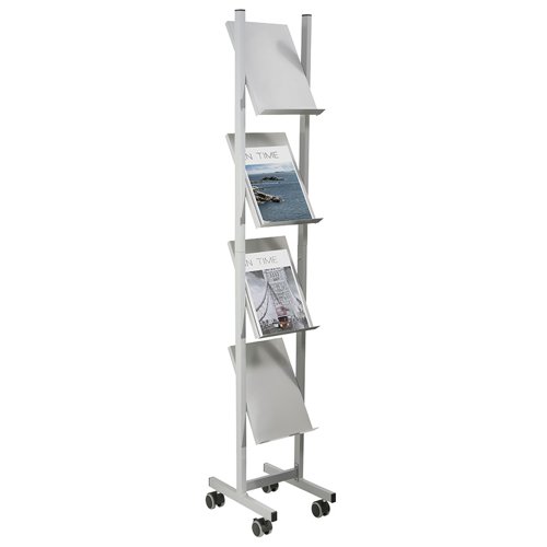 Helit Steel Rolling Mobile Floor Display x4 A4 Narrow H6813399 - Helit - HEL02212 - McArdle Computer and Office Supplies