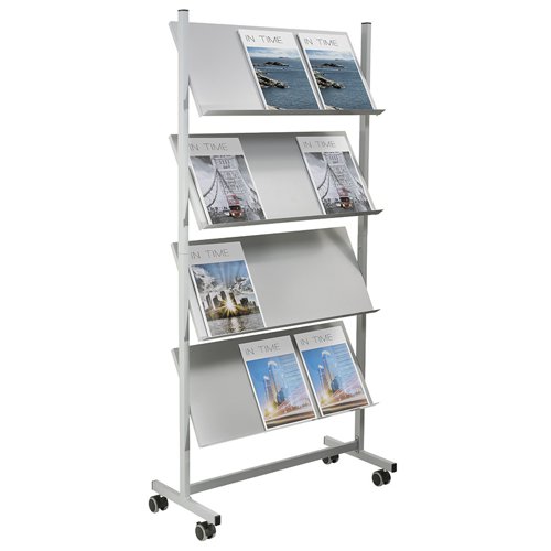 Helit Steel Rolling Mobile Floor Display x12 A4 Wide H6813499 HEL04605 Buy online at Office 5Star or contact us Tel 01594 810081 for assistance