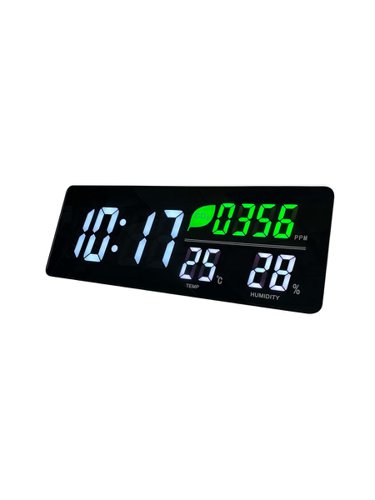 Alba LED Wall Clock With CO2 Level Temperature and Humidity Sensor Black - HORDGTL CO2  27852AL