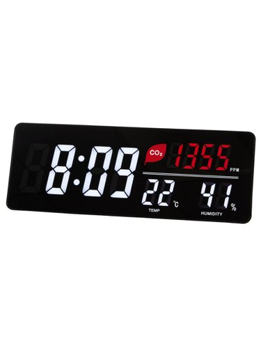 Alba LED Wall Clock With CO2 Level Temperature Humidity Sensor Black HORDGTL CO2 Clocks ALB01755