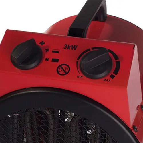 Igenix 3000W Industrial Drum Fan Heater 2 Heat Settings Red IG9301 Igenix