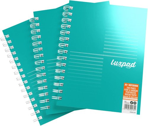 Silvine Luxpad Twin Wire FSC Notebook A5+ 200 Page Ruled With Margin Metallic Pearl Green (Pack 3) - LUXA5MT