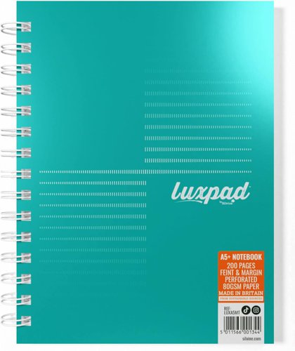 Silvine Luxpad Professional Wirebound Notebook Ruled with Margin 200 Pages A5+ (Pack of 3) LUXA5MT