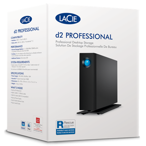 LaCie 16TB d2 Professional USB-C Desktop External Hard Drive Hard Disks 8LASTHA16000800