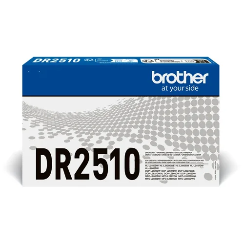 BRDR2510 | Keep your office laser printer performing just as it should and ensure your printouts remain the best-possible quality with this genuine Brother DR2510 Laser Printer Drum Unit. The DR2510 is simple to install, reliable and long-lasting. Compatible with a range of printers, our Brother drum units will help you keep on printing. When prompted by your printer replace your drum unit with a genuine Brother DR2510 drum to maintain high print quality. Leaving your current drum in the printer beyond the recommended number of prints will lead to poor performance and could damage your device.