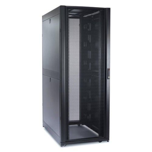 An industry standard server rack ready for medium to high density environments with height designed to easily fit through standard doorways. Wide rack design provides space for passing cabling from front-to-back and ensures plenty of clearance at the back for rack accessories and limits interference with IT device hot swap components. Very ideal for blade, converged, and hyperconverged devices. Deeper rack design provides enough rack mounting space for even the deepest devices and still plenty of room for vertically mounting accessories.