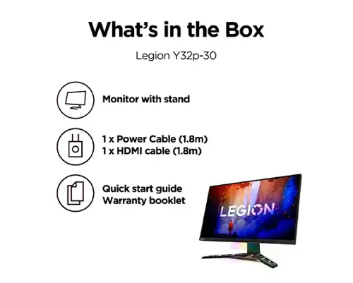 Lenovo Y32p-30 31.5 Inch 3840 x 2160 Pixels 4K Ultra HD IPS Panel FreeSync Premium HDMI DisplayPort USB Hub Monitor  8LEN66F9UAC6