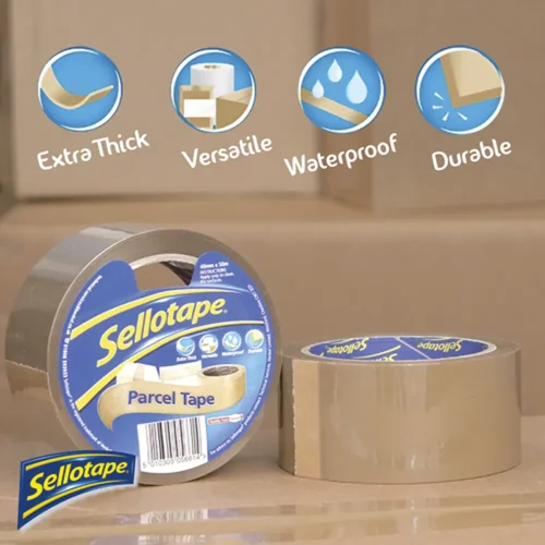 48103HK | Sellotape Parcel Tape is designed for professional and office use. The premium quality, high performance parcel tape is now stronger and thicker than ever before. Sellotape Parcel Tape offers robust protection and is the reliable way to seal parcels and keep the contents secure. Measuring 48mm x 50m, the tape is supplied in a pack of 3.