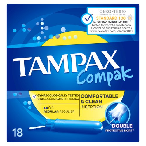 Tampax Compact Regular Applicator Tampons Box x18 (Pack 6) - 31391