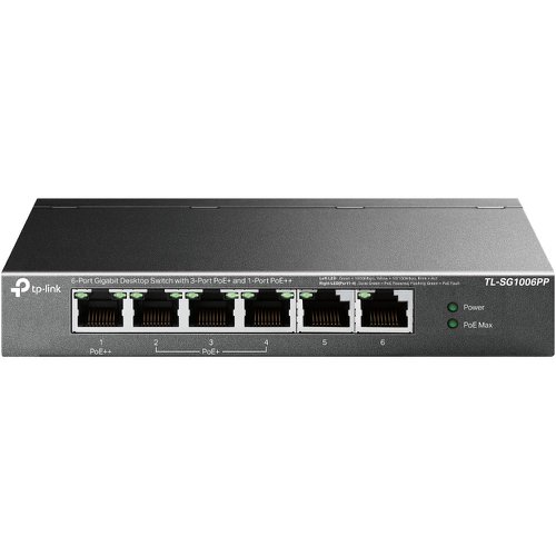 TP-Link 6-Port Gigabit Desktop Switch with 3-Port PoE+ and 1-Port PoE++ 8TP10394365 Buy online at Office 5Star or contact us Tel 01594 810081 for assistance