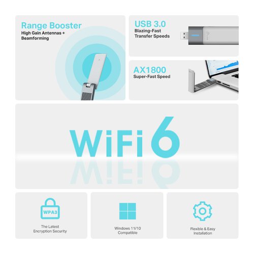 The latest Wi-Fi 6 standard guarantees extreme speeds, ultra-low latency, and uninterrupted connections. Archer TX20UH arms your PC with Wi-Fi 6 to ensure powerful, continuous signal reception, unlocking your Wi-Fi 6 router’s full potential.High-gain antenna and detachable cradle with 1.2-meter cable, flexibly combines with Beamforming technology to concentrate Wi-Fi signal towards your router for better reception and reliable connections from far away.