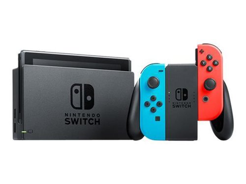 Get the gaming system that lets you play the games you want, wherever you are, however you like. This bundle includes the Nintendo Switch console and Nintendo Switch dock in black, with contrasting left and right Joy-Con controllers - one red, one blue. It also includes all the extras you need to get started.