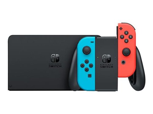 Nintendo Switch - OLED Model is the newest addition to the Nintendo Switch family of consoles. It includes a 7-inch vibrant OLED screen, a wide adjustable stand for tabletop mode, a new dock with a wired LAN port for use in TV mode, 64 GB of internal storage, and enhanced audio for handheld and tabletop play. Just like Nintendo Switch, play on a TV, share the detachable Joy-Con controllers for multiplayer fun, or take the console on the go to enjoy its play-anywhere versatility.