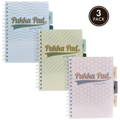 Pukka Pads Haze Assorted A5 Project Book (Pack 3) (250 pages) Project Books PD1204