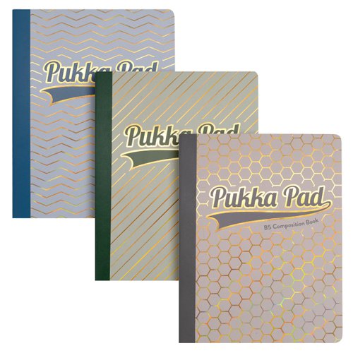 Pukka Haze Composition Book B5 Casebound 140 Ruled Pages With Margin 80gsm Paper Assorted Colours (Pack 3) - 9892-HZE