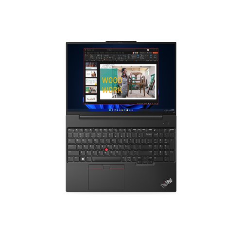 8LEN21JT000H | The Lenovo ThinkPad E16 (16in AMD) laptop is powerful, reliable, and secure—perfect for your business needs. Tackle all of your jobs and enjoy peak productivity with the power of AMD Ryzen™ 7000 Series processors and integrated UMA graphics. Multitask with ease, thanks to extensive DDR4 memory and speedy SSD storage.Enjoy the contemporary, professional design of the ThinkPad E16 (16in AMD) laptop. Its larger, more ergonomic keyboard houses robust keys with better travel, a number pad, and better key spacing to prevent accidental input. The smooth 115mm x 68mm trackpad improves onscreen navigation. And the stunning 16in display is available in up to WQXGA (2560 x 1600) resolution, with 100% sRGB colour gamut, optional touch, and hardware-based Low Blue Light certification for an excellent visual experience.