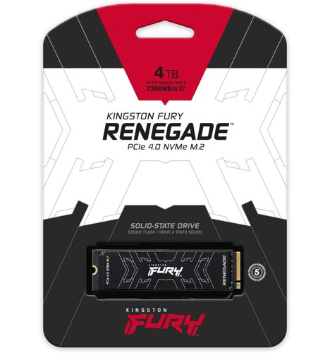 8KISFYRD4000G | Kingston FURY™ Renegade PCIe 4.0 NVMe M.2 SSD provides cutting-edge performance in high capacities for gaming and hardware enthusiasts seeking extreme performance for PC builds and upgrades. By leveraging the latest Gen 4x4 NVMe controller and 3D TLC NAND, Kingston FURY Renegade SSD offers blazing speeds of up to 7,300/7,000MB/s1 read/write and up to 1,000,000 IOPS1 for amazing consistency and exceptional gaming experience. From game and application loading times to streaming and capturing, give your system a boost in overall responsiveness.With better heat management comes better stability during peak performance. The slim M.2 combined with a low profile, graphene aluminium heat spreader is optimised for intense usage in gaming laptops and desktops. The optional heatsink model delivers an additional layer of thermal dispersion so when the game heats up, your PS5™ console stays cool. Kingston FURY Renegade SSD matches the top-tier performance of the Kingston FURY Renegade memory line to produce the ultimate team that will keep you at the top of your game.