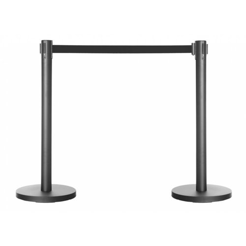 Seco Retractable 2m Post Black with Black Tape - RQB-1BLK Demarcation Barriers 24947SS