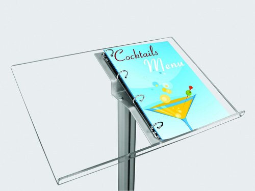 The folder menu board has a transparent acrylic shelf with a ring binder which holds 2 x A4 pages.Perfect for displaying menu's and information that you don't want customers to remove.