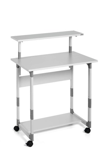 Durable SYSTEM PC Workstation Trolley 80 Variable Height Grey - 371810