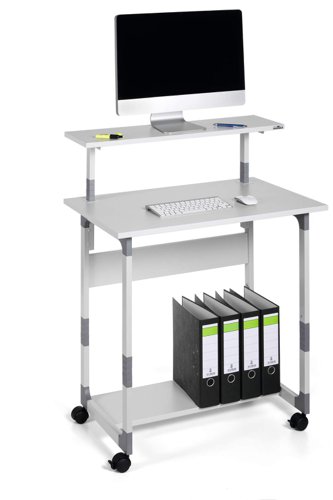 Durable SYSTEM PC Workstation Trolley 80 Variable Height Grey - 371810  25255DR