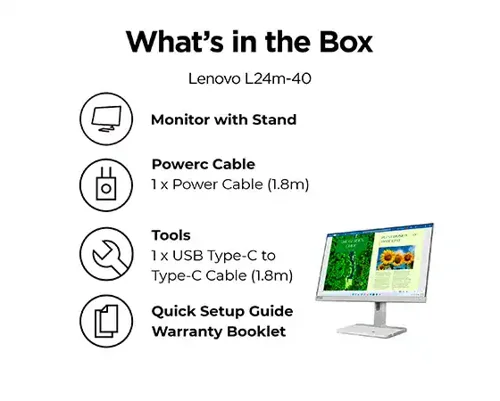 Lenovo L24m-40 24.5 Inch 1920 x 1080 Pixels Full HD AMD FreeSync VA Panel HDMI VGA LED Monitor  8LEN67A9UAC3