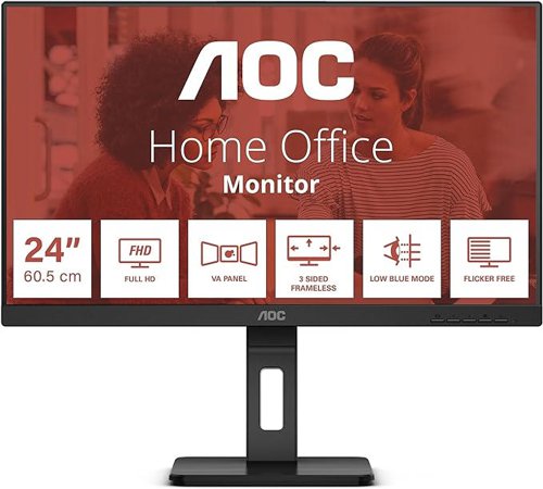 AOC E3 23.8 Inch 1920 x 1080 Pixels Full HD IPS Panel HDMI VGA DisplayPort Height Adjustable Monitor 8AO24E3QAF Buy online at Office 5Star or contact us Tel 01594 810081 for assistance