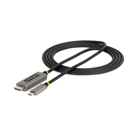 8ST10393304 | Connect an 8K 60Hz or a 4K 144Hz HDMI display to a DP Alt Mode-enabled USB Type-C source, at a distance of up to 6.6ft (2m), using this USB-C to HDMI Adapter Cable.This USB-C to HDMI Cable enables resolutions of up to 8K 60Hz and is HDMI 2.1 FRL complaint. It supports HDR10, HDCP 1.x/2.2/2.3, and DSC 1.1/1.2a. The adapter cable supports 7.1 channel audio with Dolby Atmos and DTS:X.The USB-C to HDMI Converter Cable is compatible with laptops and devices from various brands such as Dell, HP, Lenovo, Microsoft, and more. It works with all hardware platforms and any operating system. The USB Type-C to HDMI Cable requires no drivers or software and works with USB-C DP Alt Mode, USB4, Thunderbolt 3, and Thunderbolt 4 laptops and devices.Combining a video adapter and cable minimizes potential points of failure and signal loss. Adaptive receiver equalization optimizes the input signal and amplifies the output signal to ensure compatibility with high-resolution monitors. The cable is equipped with cage shielding to prevent Electromagnetic Interference (EMI).