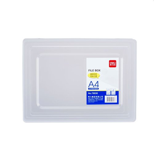 Deli A4 File Box Clear Plastic Capacity 64mm