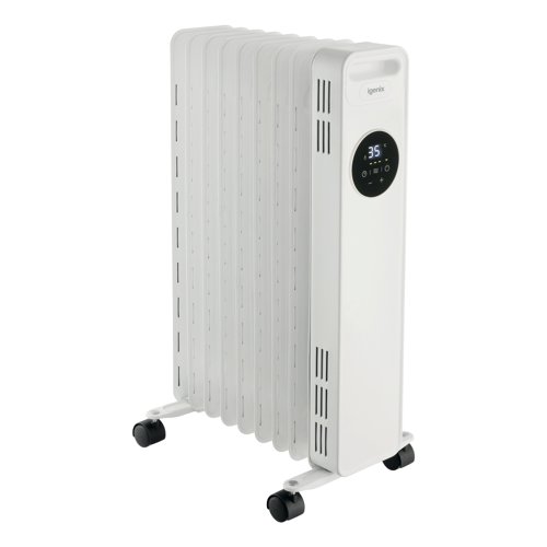 Slingsby 2kW Digital Oil Filled Radiator 9 Fin Adjustable Thermostat LED Display and Remote Control 3 Heat Settings White - 425069