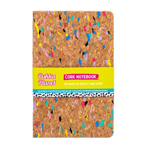 Pukka Planet Cork Softcover Notebook 215 x 135mm 160 Page 8mm Lined 80gsm Recycled FSC Paper - 9855-SPP