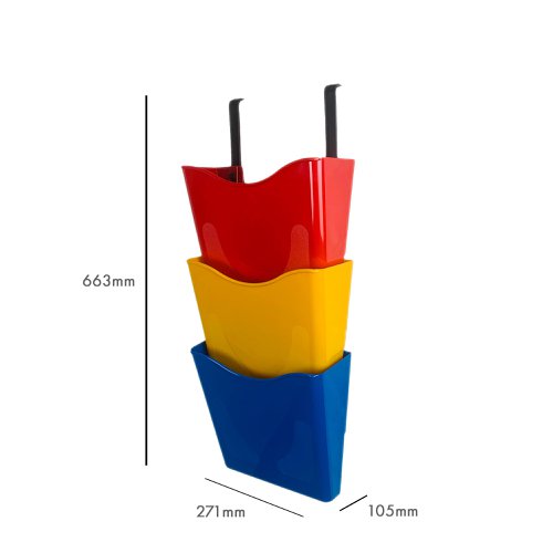 Deflecto A4 Portrait Wall Mounted Document Literature Display Holder with Hanging Bracket Red/Yellow/Blue (Pack 3) - CP081YTRYB 26375DF Buy online at Office 5Star or contact us Tel 01594 810081 for assistance