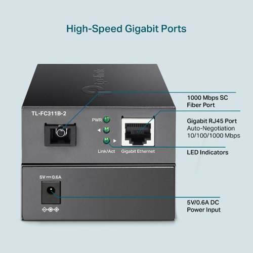 TP-Link Gigabit Ethernet WDM Media Converter External Computer Cables 8TP10324366