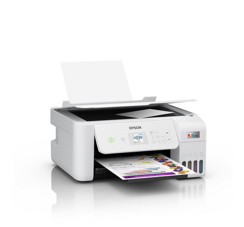 8EPC11CJ67427 | EcoTank provides hassle-free home printing - the ultra-high capacity ink tanks allow mess-free refills and the key-lock bottles are designed so only the correct colour can be inserted.This economical printer saves you up to 90% on printing costs and comes with up to 3 years' worth of ink included in the box. One set of ink bottles delivers up to 4,500 pages in black and white and 7,500 in colour, equivalent of up to 72 cartridges worth of ink!This app enables you to control your printer from your smart device. You can print, copy and scan documents and photos, set up, monitor and troubleshoot your printer, and let your creativity flow with a range of artistic templates.Featuring a 3.7cm colour LCD screen, 100-sheet rear paper tray, borderless photo printing (up to 10x15cm) and print speeds of up to 10 pages per minute, you can speed through a variety of tasks with ease.Featuring a compact design and full Wi-Fi and Wi-Fi Direct connectivity, you can easily integrate this printer with your existing home set-up and print from mobiles, tablets and laptops.With Micro Piezo Heat-Free Technology you can enjoy reduced energy consumption and less need for replacement parts. The printhead also comes pre-installed so setting up your printer is hassle-free.