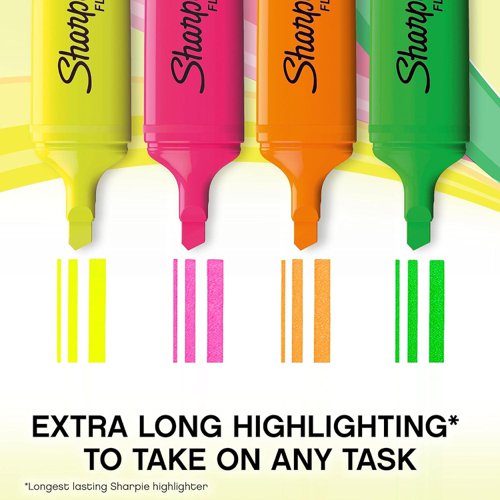 The Sharpie Pocket Accent Fluo XL utilises its innovative, 3- 3-blade-style tip to deliver precise highlighting with the ability to select different line widths. Its Smear Guard® ink technology resists the smearing of many pen and marker inks. Ideal for students and office workers who appreciate a convenient and resistant range for everyday use.Designed with a durable blocked tip ideal for intensive usage, and a strong tip that is resistant to crushing. The clip cap is easy to clip to either a pocket or folder, The fluorescent ink colours are dye-based and are fade-resistant for longer colour intensity.