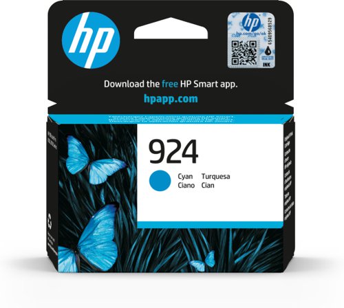 HP No 924 Cyan Standard Ink Cartridge 400 Pages - 4K0U3NE HP4K0U3NE