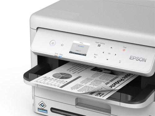 EPC11CK77401BY | A reliable choice, low Total Cost of Ownership (TCO) and fewer replacement parts make this an attractive choice for businesses on a budget.Increase productivity with a fast First Page Out Time (FPOT) of 4.8 seconds from ready¹. Print up to 40,000 pages without changing supplies with a high ink yield². A paper capacity of up to 1,830 sheets (3 x optional 500 sheet cassettes) means less time spent refilling paper. A simple paper path and non-contact printing allows it to print on a wide range of media including recycled paper, glossy media and envelopes.Improve your businesses environmental impact, while keeping productivity high and energy costs lower³.Perfect for small workgroups, a variety of software solutions can be integrated into your IT infrastructure to improve efficiency. Epson Print Admin creates a secure printing, scanning and copying environment through user-authentication.