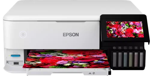 A printer for the modern user, the EcoTank ET-8500 allows you to print, scan, and more directly from your phone or tablet using the Epson Smart Panel app, or print from SD cards and USB flash drives through the 10.9cm colour touchscreen. With full Wi-Fi, Wi-Fi Direct, and Ethernet connectivity, integrating this printer with your existing home set-up will be a breeze!The Epson Claria ET Premium inks produce high-quality, long-lasting, borderless photos up to A4 size. The photo black and new photo grey ink makes it easy to achieve outstanding black and white photos, while the pigment black ink ensures sharp text when printing double-sided documents on plain paperPrint up to 2,300 high-quality photos with one set of ink bottles.With our forward-thinking Micro Piezo heat-free technology, you can enjoy consistent high-speed printing, with greatly reduced energy consumption and less need for replacement parts. Save yourself time and money, while saving the planet too!