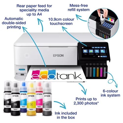 Epson EcoTank ET-8500 A4 Colour Inkjet Multifunction Printer 8EPC11CJ20401CE Buy online at Office 5Star or contact us Tel 01594 810081 for assistance