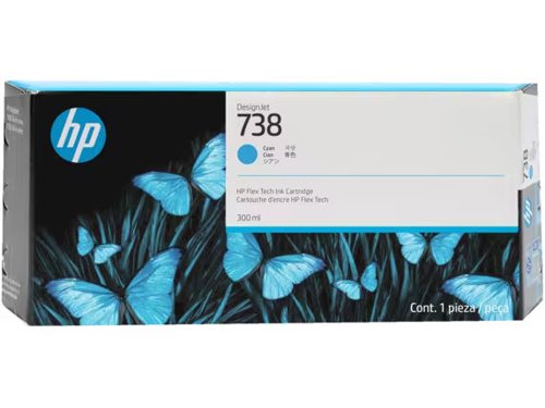 HP No 738 Cyan Standard Capacity Ink Cartridge 300ml - 676M6A