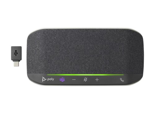 8PO77P34AA | Turn your home office into a conference room. The all-in-one Poly Sync 10 USB speakerphone delivers high-quality audio that’s great for voice and music. Its two-microphone array reduces surrounding noise for better conference calls.User-friendly, worry-free operation for the confidence of knowing your calls will go smoothly. Easy-to-use touch-sensitive controls, clear LED indicators, and clear, bright call status light bar.Dynamic audio that makes conference calls seamless and clear. A two-microphone array keeps surrounding noise out of your call. And full-duplex audio enables simultaneous conversations so everyone on the call can be heard.Durable and space saving, this IP64 dust- and water-resistant speakerphone fits your workstyle. Use your favourite collaboration apps without hassle and free up table space with its slim, dynamic design.