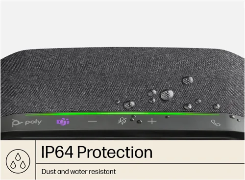 8PO77P34AA | Turn your home office into a conference room. The all-in-one Poly Sync 10 USB speakerphone delivers high-quality audio that’s great for voice and music. Its two-microphone array reduces surrounding noise for better conference calls.User-friendly, worry-free operation for the confidence of knowing your calls will go smoothly. Easy-to-use touch-sensitive controls, clear LED indicators, and clear, bright call status light bar.Dynamic audio that makes conference calls seamless and clear. A two-microphone array keeps surrounding noise out of your call. And full-duplex audio enables simultaneous conversations so everyone on the call can be heard.Durable and space saving, this IP64 dust- and water-resistant speakerphone fits your workstyle. Use your favourite collaboration apps without hassle and free up table space with its slim, dynamic design.