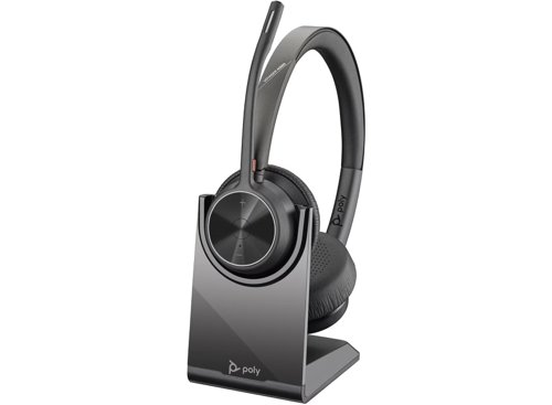 HP Poly Voyager 4320 UC Bluetooth USB-C Headset with BT700 Dongle and Charging Stand